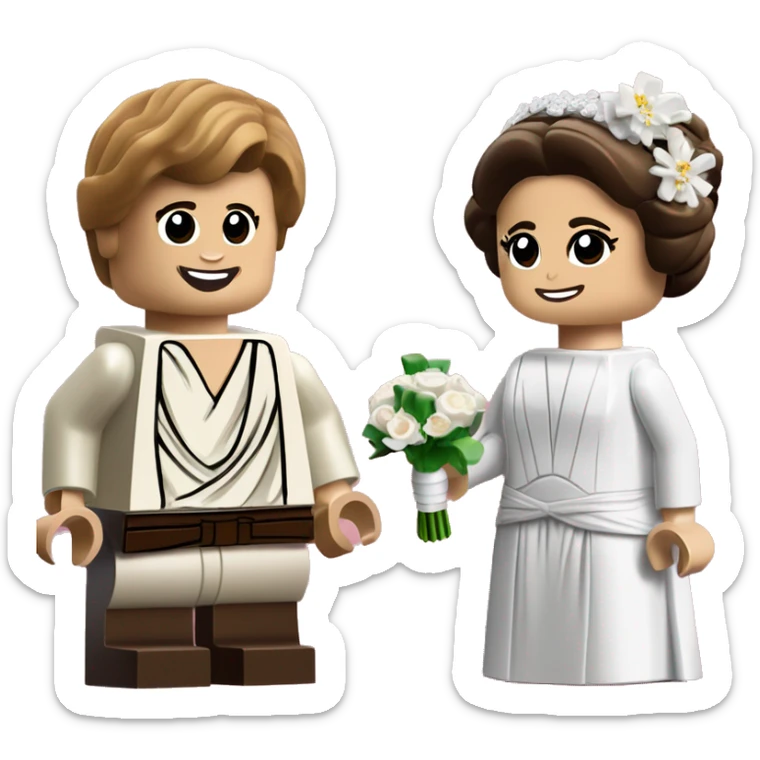 Lego Princess Leia and Anakin  Skywalker get married then have kids together.  sticker