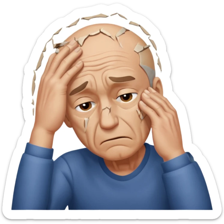 Emoji of a person 🧍‍♂️ looks down with his head and put his hand on his forehead but not just put his and make it look like he smashed that on his forehead sticker
