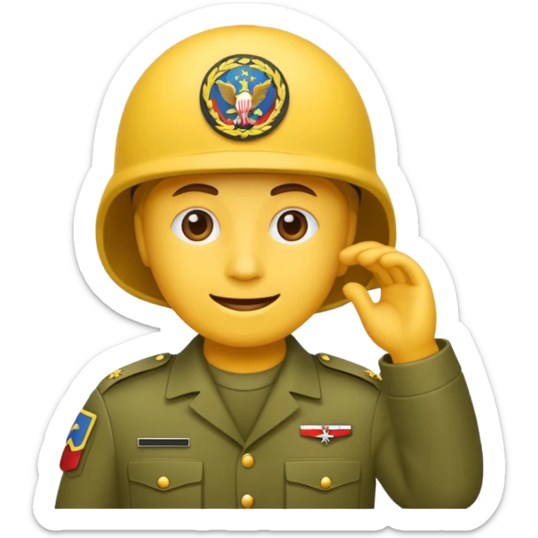 Eine salutierenden Emoji (Hautfarbe: gelb ) in Armee Klamotten männlich salutierend salutierend  sticker