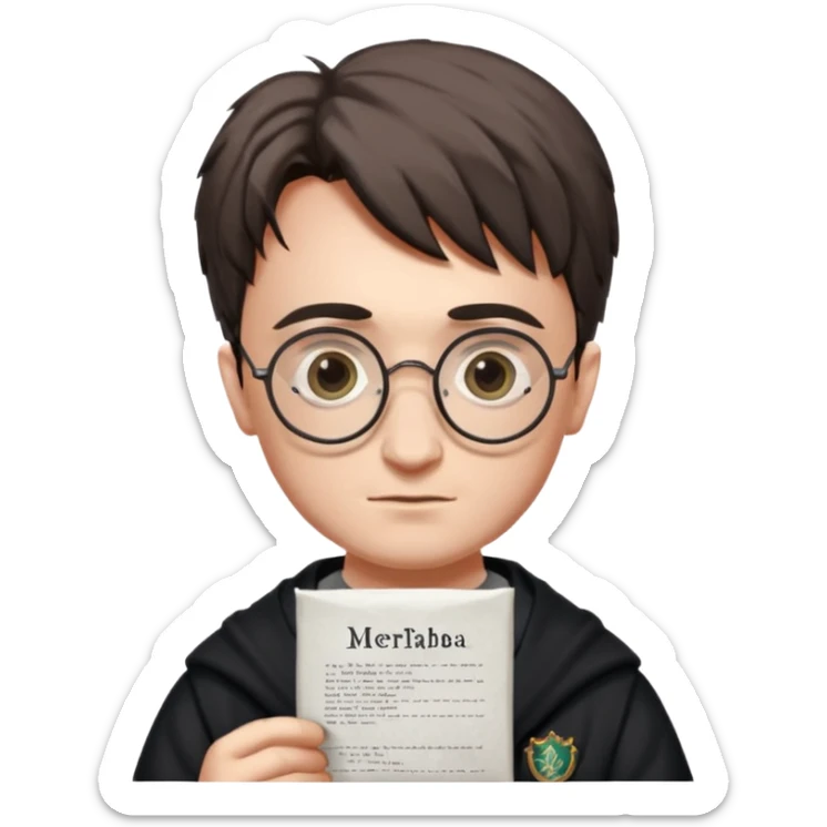Harran Potter olsun elinde kağıt olsun kağıtta merhaba begüm yazsın sticker