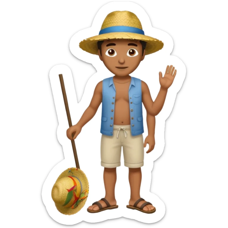 Tete Créole réunionnais ti jean chapeau paille savate  au pieds  sticker