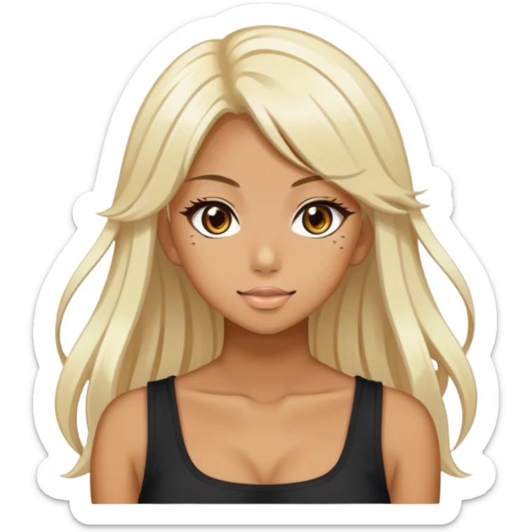 A very tanned Japanese yamanba gyaru girl with a dark tan and bleach hair sticker