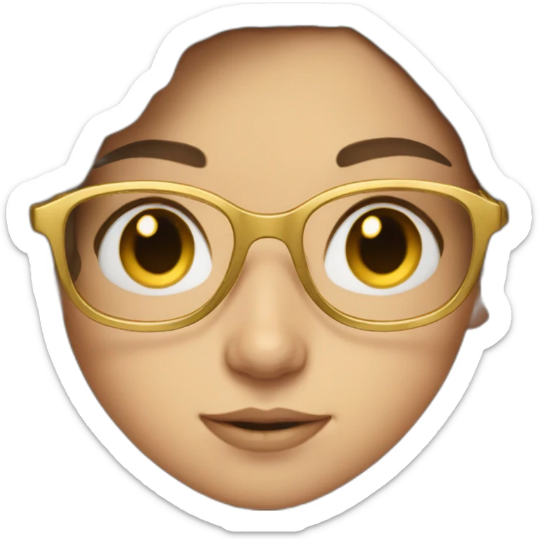 Girl with brown hair blue eyes and gold glasses sticker