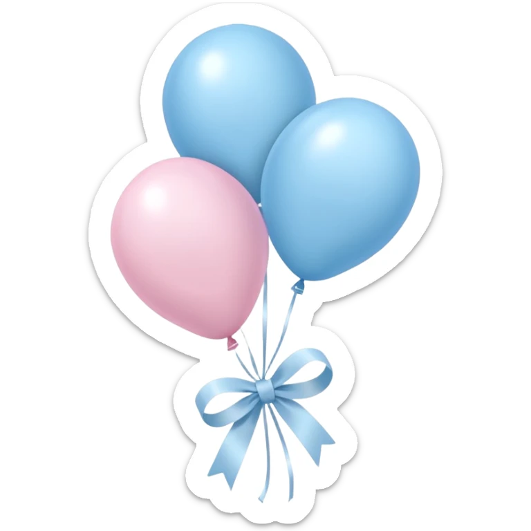 Light pink and pastel blue balloons tied together by a white ribbon sticker