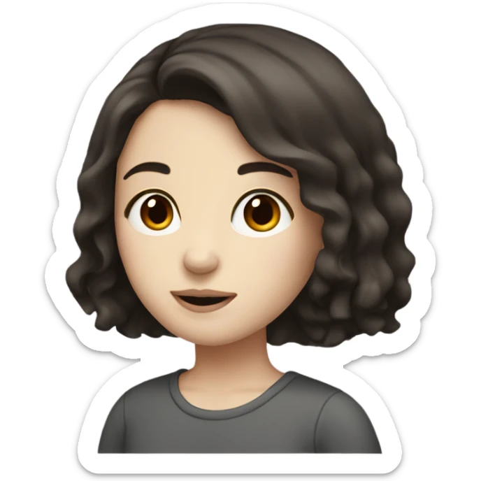 pale girl with dark brown hair  sticker