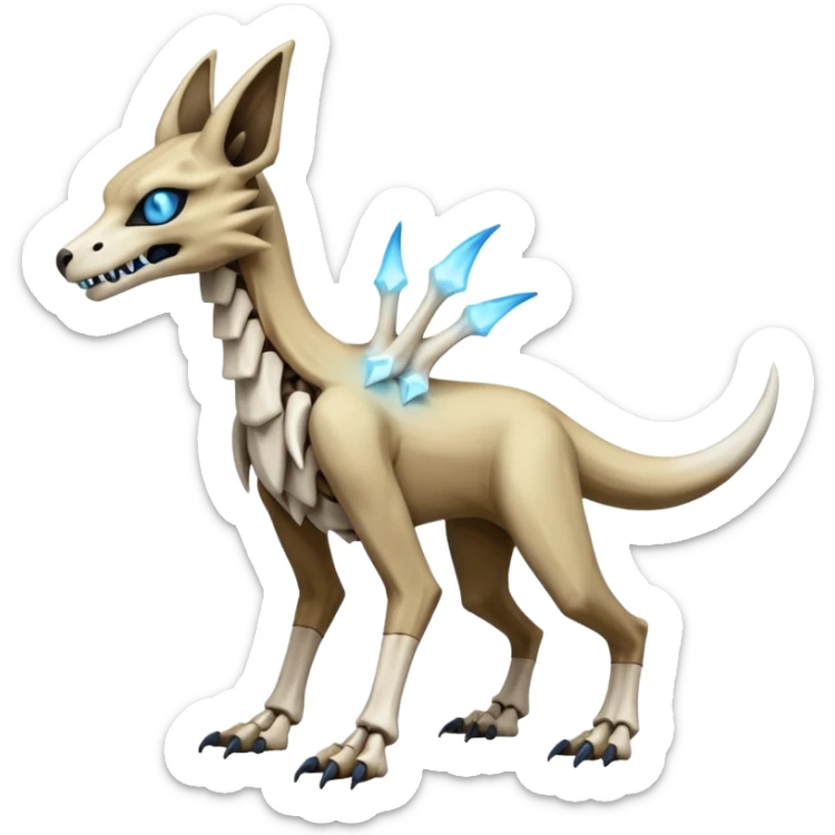 Skeletal Cubone-Marowak-Zoroark-Anubis-Wendigo-Fakémon-hybrid-creature (full body), 4 legs sticker