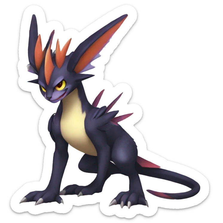Edgy Cool Nargacuga-Noivern-Pokémon-fusion-cat Full Body sticker