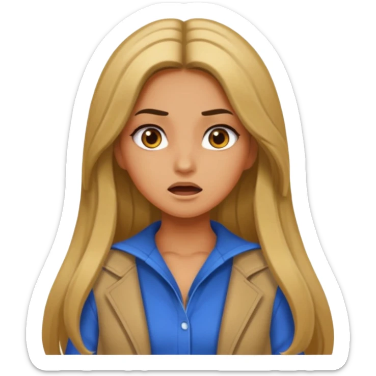 pretty long hair girl middle parted, amazed, good clothes, tanned, baddie sticker