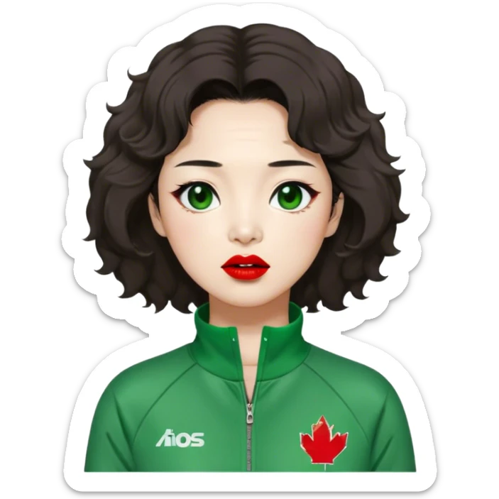 Han Mi-nyeo : Age: Late 60s
Appearance: A crazy woman with many wrinkles face , frizzy, messy dark brown hair and dramatic red lipstick.
Outfit: Green player tracksuit sticker