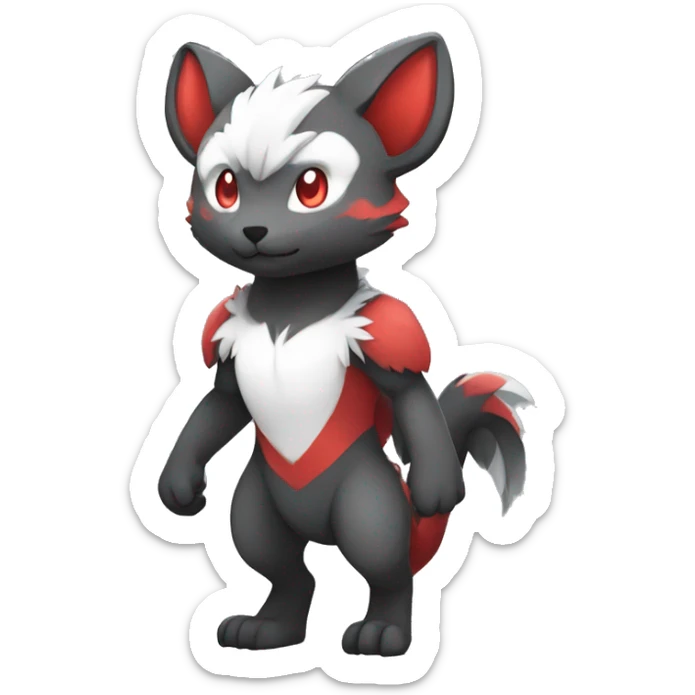 Cute cool black red white grey animal hybrid Fakemon full body sticker