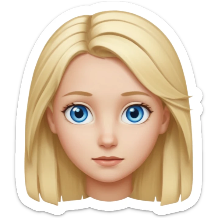 blonde girl, blue eyes with clips in hair and the forehead as big as megamind sticker