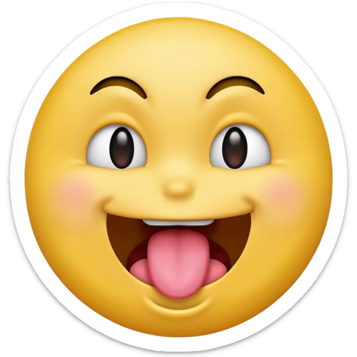 original emoji look yellow circle with winkey face tongue out and cringey sticker