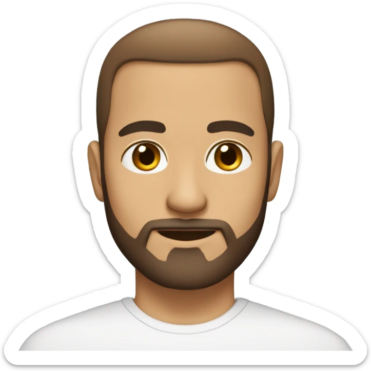 Create a Muslim man avatar with beard, and no mustache. white skin, brown hair, A little baldness in the front of the head. Hair combed back. sticker
