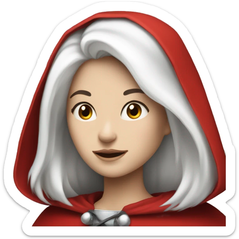 The white girl with white hair in the red cape and red hood. sticker