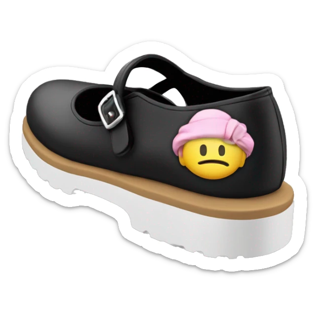 Pair of Black Mary Jane’s flat schoolgirl shoes black insides sticker