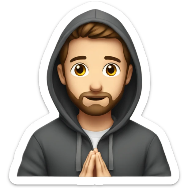 Handsome man with brown hairs and 3 days beard wearing a hoodie as he is praying sticker