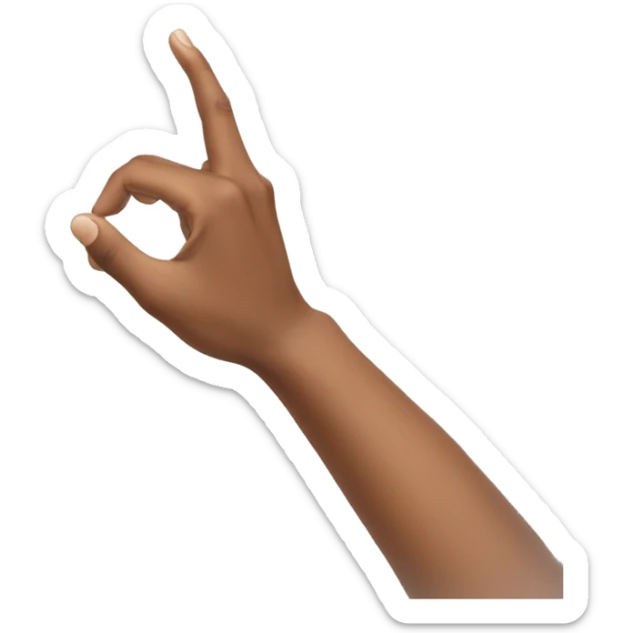 sideview of a man holding his arm out and up at a 45 degree angle, his fingers are all straight out, his arm is straight sticker