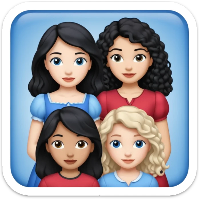 escribe el nombre Disneyland Paris y para titulo, pon a quatro chicas: una pelo corto negro, una pelo rizado largo, una pelo largo liso y la otra pelo ondulado mediano, esta con el ojos azules. Haz un cuadrado rectangular grande en grande blanco y por los lados pon a las chicas que te he descrito sticker