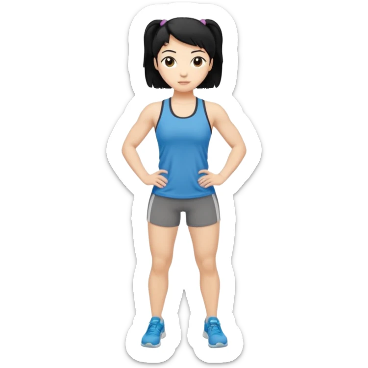 mach mir denn fintess trainer mit schwarzen haren wir er stehend steht mit gym kleidung sticker