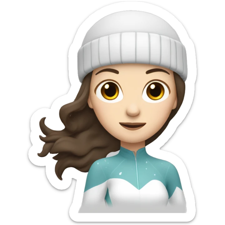 white woman with dark brown hair figure skating on ice sticker