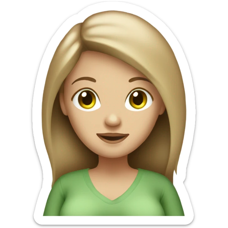 Women pregnant light brown dark blonde hair green eyes sticker