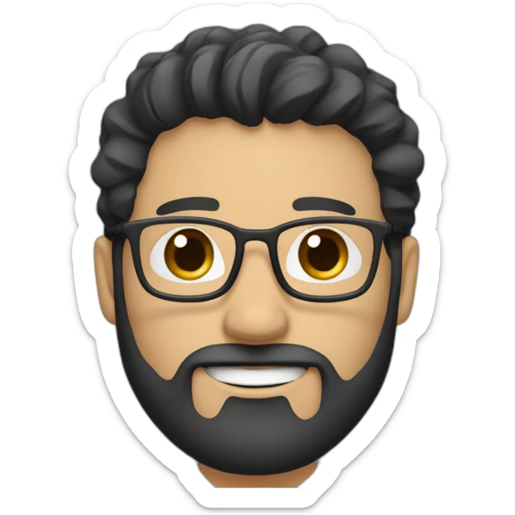 doctor brown beard smiles white skin color black hair on the head sticker