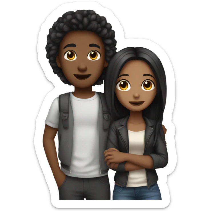 Cute teen couple the boy is a dread head, and the girl has black straight hair sticker