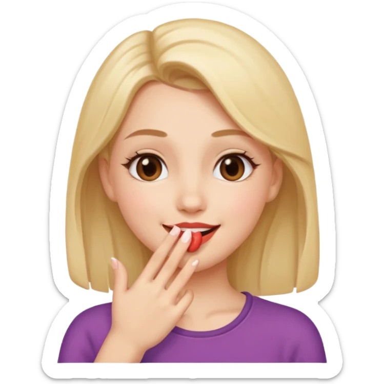 une fille qui envoie un bisou, visage souriant, main devant la bouche, simple et expressif sticker