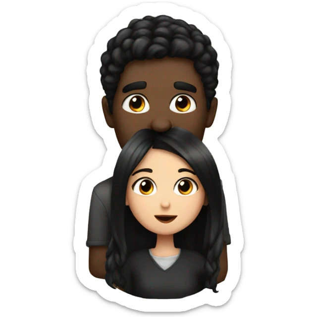 European man with Black Haie kissed a european Girl with black hair  sticker