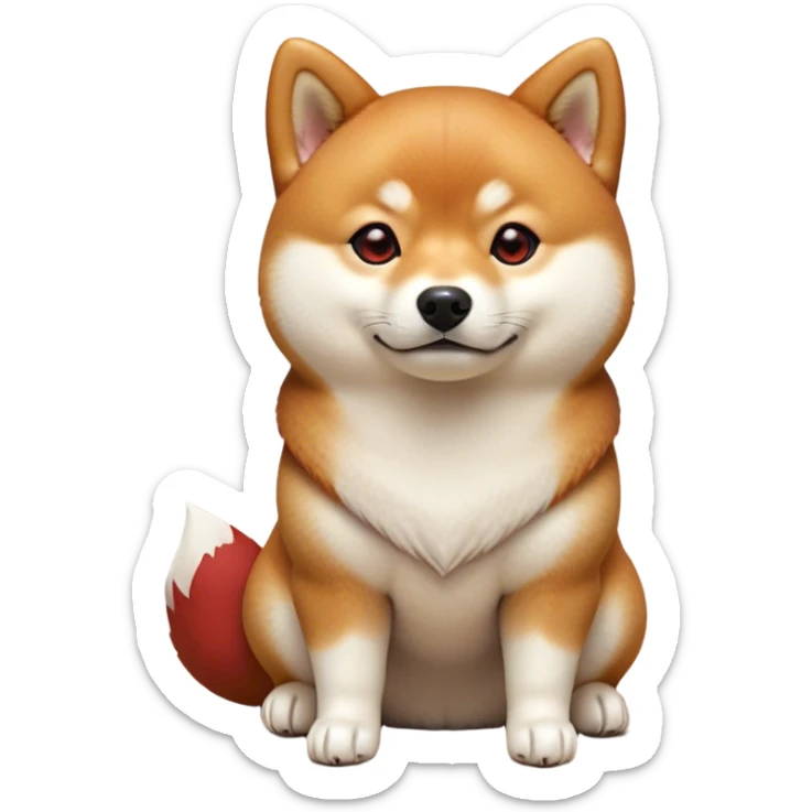 Cinematic Noble Shiba Inu Portrait Emoji, Poised and regal, with a compact, agile build and a well-groomed fur of vibrant red with a creamy underbelly, deep-set soulful brown eyes, Simplified yet sharp and sophisticated features, highly detailed, glowing with a soft, dignified glow, high shine, intelligent and spirited, stylized with an air of elegance, focused and attentive, soft glowing outline, capturing the essence of a watchful and confident companion, so majestic it feels as though it could prance out of the screen with effortless authority! sticker