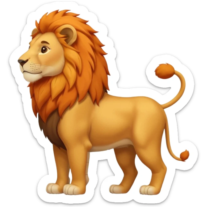 FULL BODY panthera leo male style wild, full flat  cute side profile design in 3d soft l centered composition cartoon style128x128 pixels
1 tail sticker
