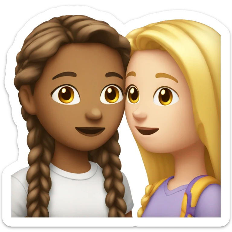 White teen girl is talking with white teen girl sticker