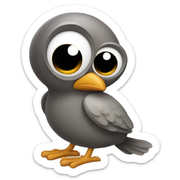 A quirky cartoon character resembling a bird, with big round eyes and a small round body.  sticker