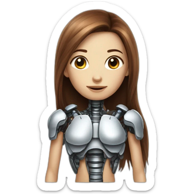 Girl with long brown hair cyborg robot and mamouth trunk sticker