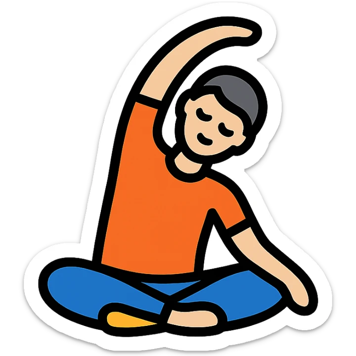 person doing yoga, stretching, calm, fitness, icon style, colorful sticker
