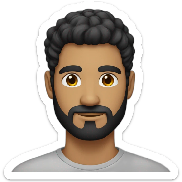 hombre de 26 años cabello negro muy corto canas barba ojos negros sticker