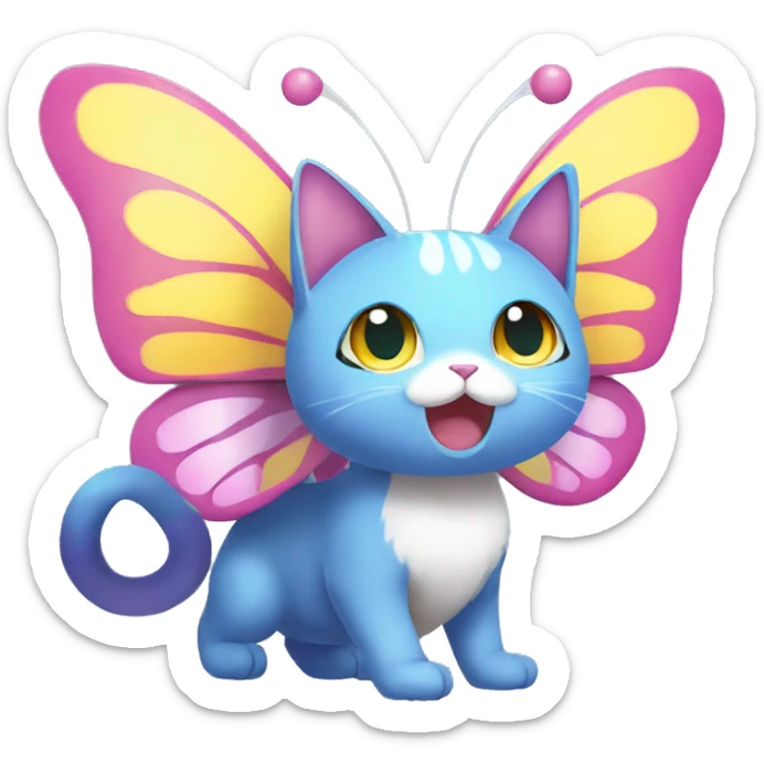 Kawaii Colorful Butterfly-Cat-Pokémon-Fakémon Full Body sticker