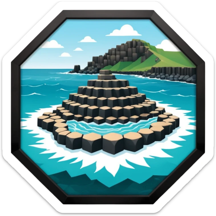 giant's causeway in northern ireland it has hexagonal rock pillars set against the ocean add more ocean sticker