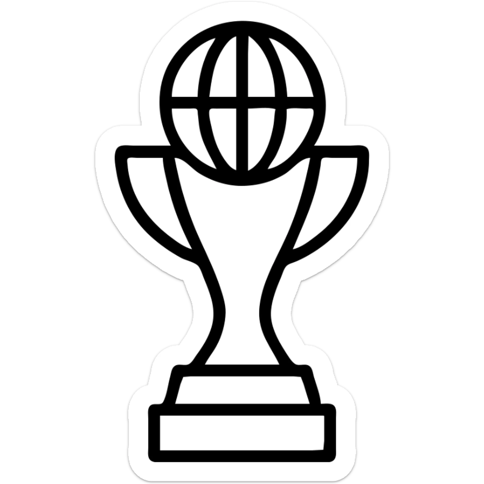 minimalist icon for Airbnb, FIFA Club World Cup trophy inspiration, simple outline of trophy with globe, no text, Airbnb category icon style sticker