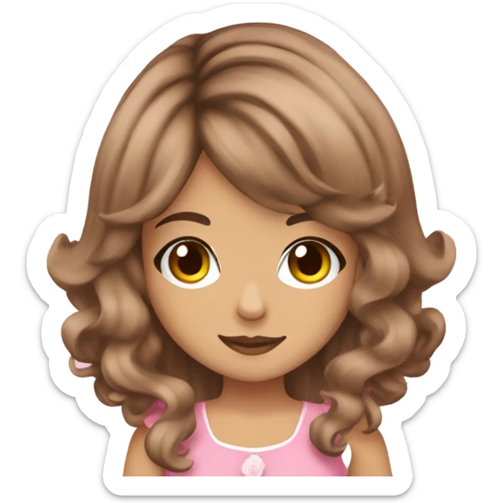 gyaru with brown hair color and pink dress sticker