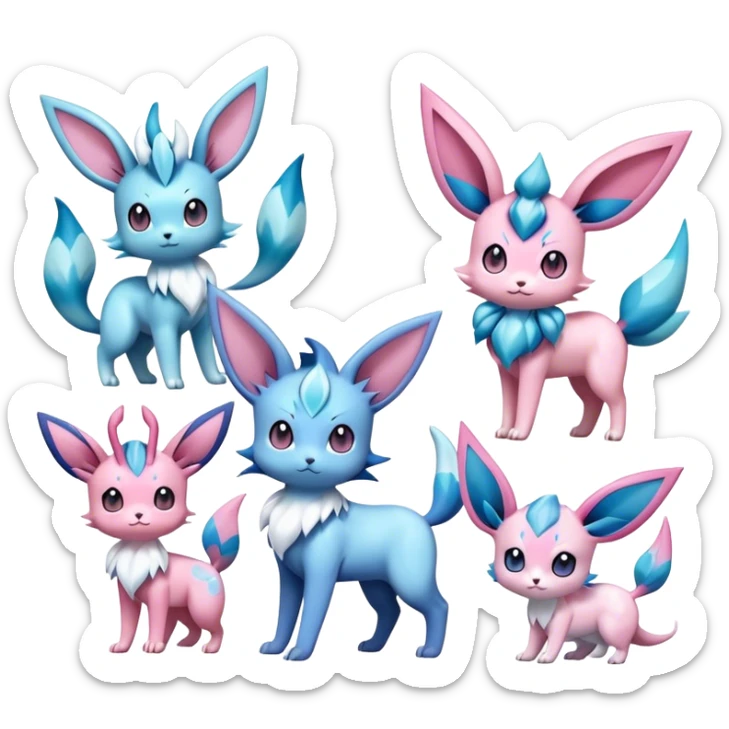 Kawaii Sylveon-Glaceon-Vaporeon-Espeon-Pokemon full body sticker