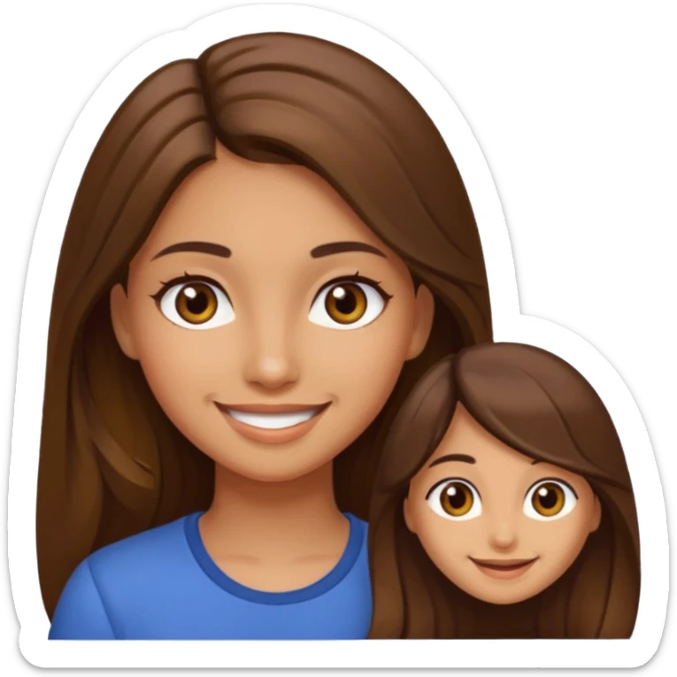 Girl with long brown hair and brown eyes with olive skin sticker