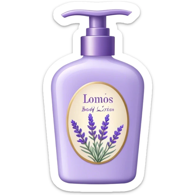 Aesthetic bottle of body lotion in lavender color and floral decorative accents  sticker