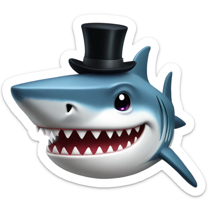 Shark with a top hat sticker