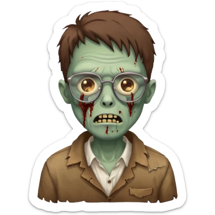 zombie with brown glasses sticker