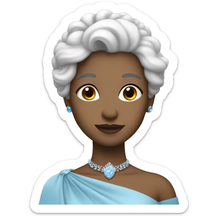 girl with white hair wearing sky blue coronation gown sticker