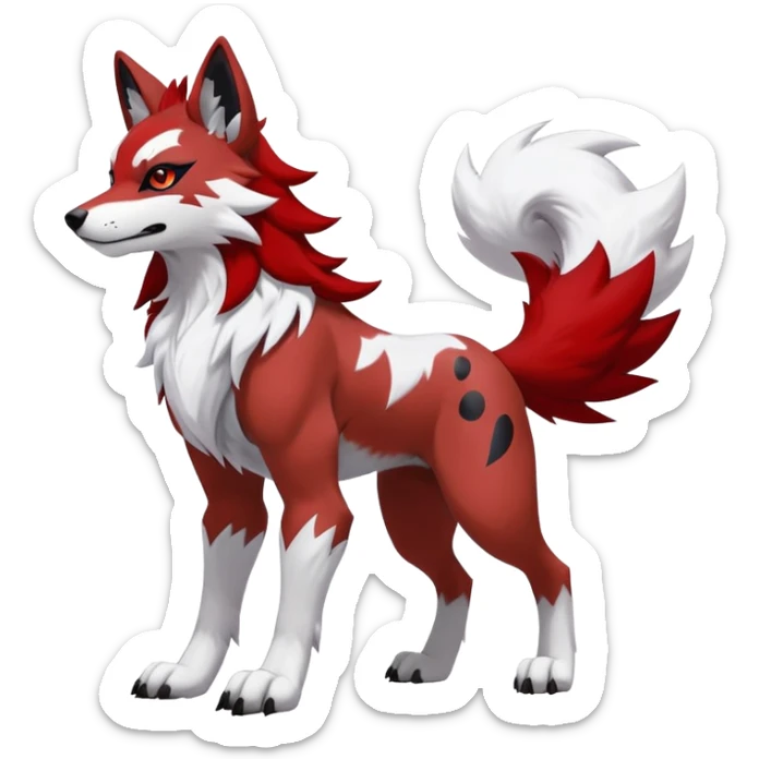 Shiny Red Anthro furry Lycanroc-Midnight-Form (full body) sticker