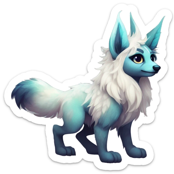 Cool cute Kawaii edgy ethereal futuristic modern epic fantasy animal sparkle fursona Fionbri creature by griffsnuff & LiLaiRa & Falvie full body sticker