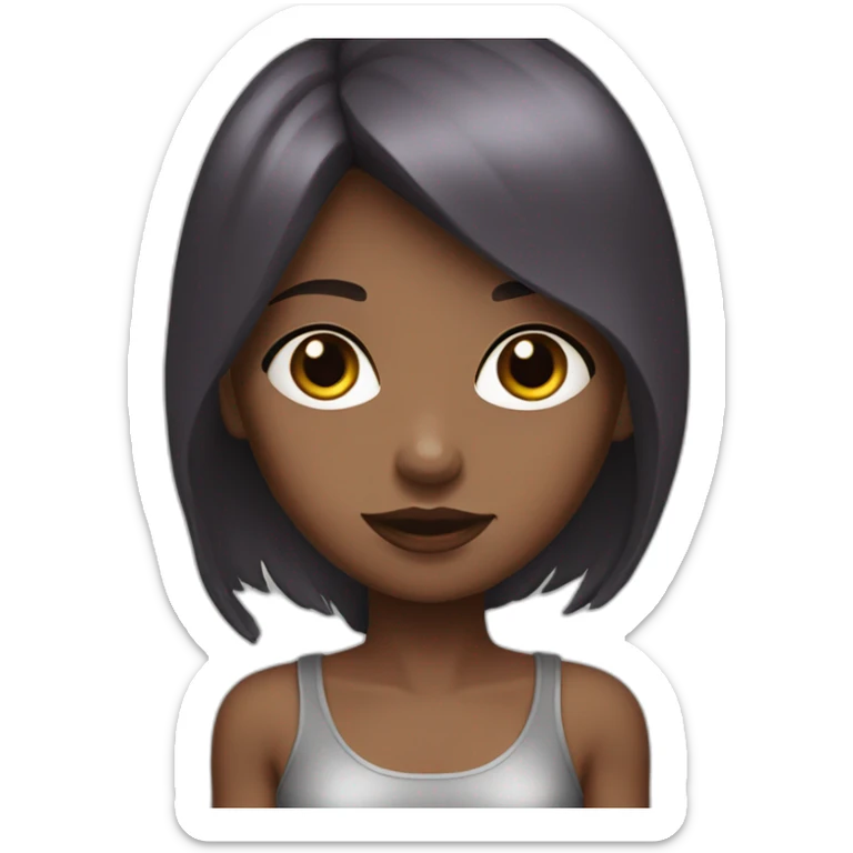 Girl bronze skin with dark red straight hair, Hanzel eyes sticker