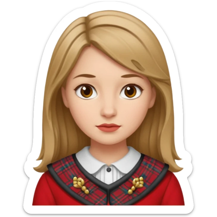 female with scottish red attire and dark blonde hair sticker